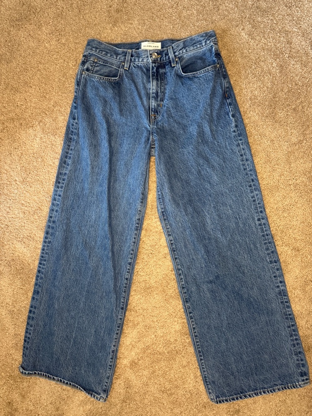 SLVRLAKE Relaxed Wide-Leg Blue Denim Jeans